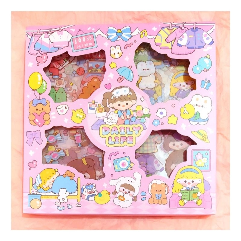 Sticker PVC Daily Life (25 dan 100 Lembar) Stiker Deco Tahan Air Viral untuk Journaling Kit