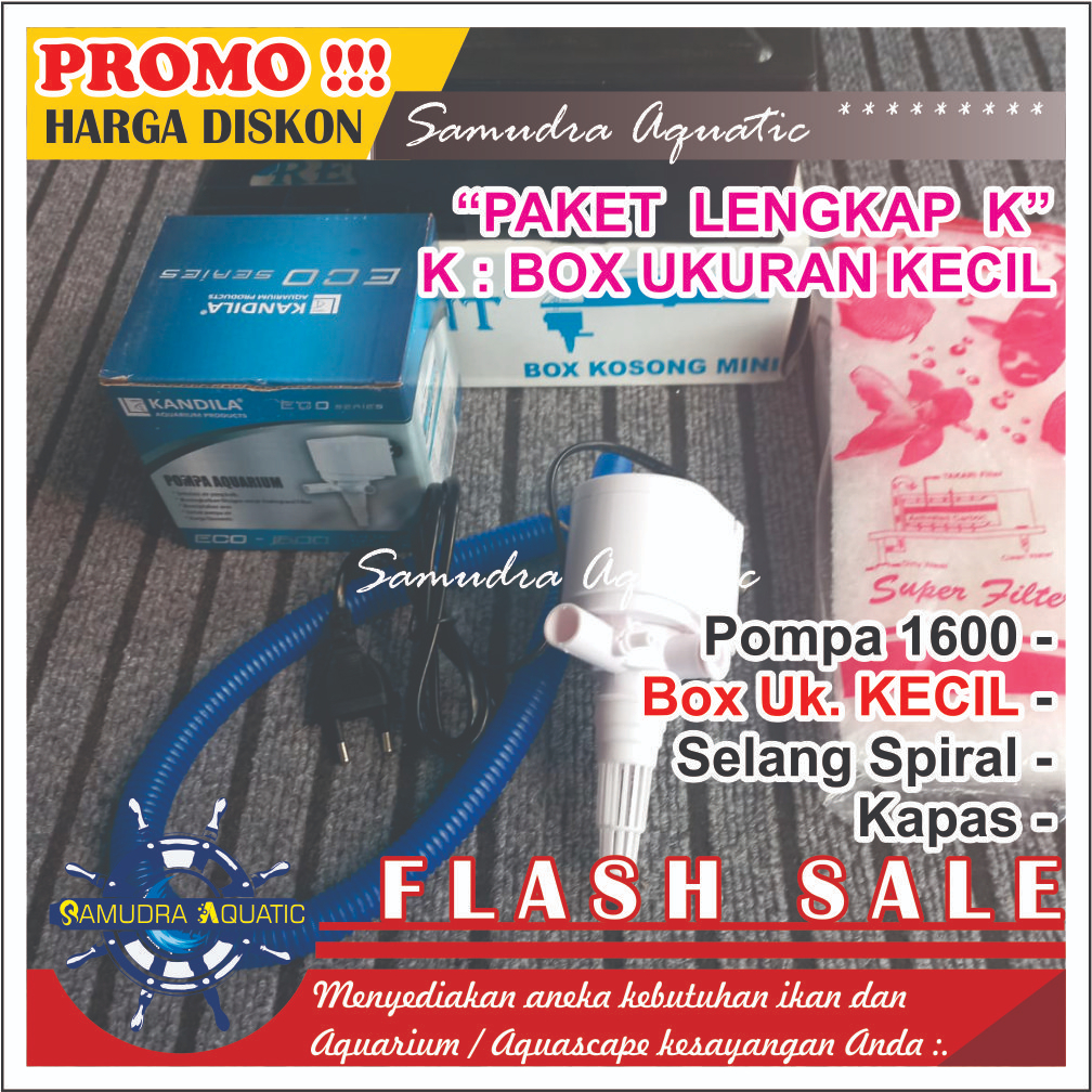 PAKET LENGKAP (K) KECIL 1600 Top Filter Aquarium KECIL & Pompa Aquarium 1600 / HEMAT ENERGY (FREE Bu