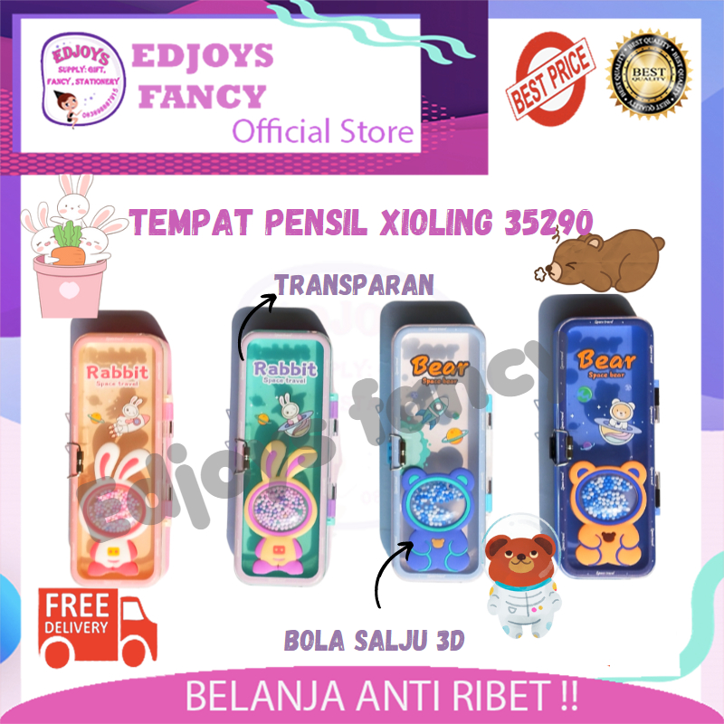 

Xiaolingjing tempat pensil aesthetic murah anak perempuan dan laki-laki kotak pensil lucu keren transparant bola salju 3D 35290