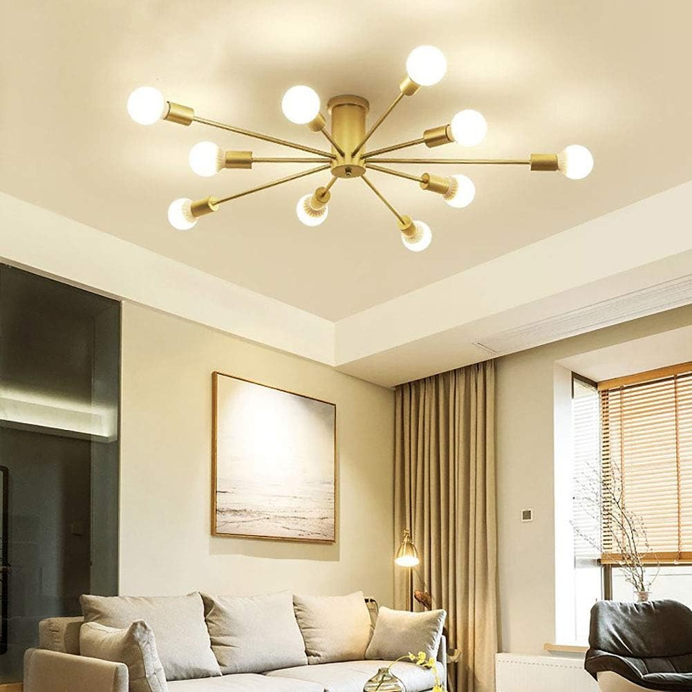 ASHUQI Fitting Lampu Plafon Vintage Ceiling Lights Cabang 10 8  E27 - AS1027 - Golden Gold Aesthetic