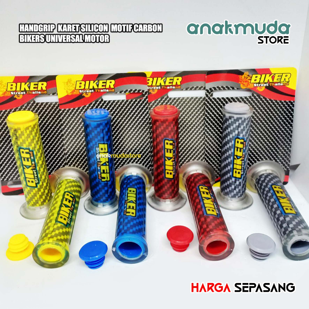 (HG02) Handgrip Stang Motor Karet Silikon Motif Karbon Variasi Motor Beat Mio Vario Jupiter Supra Fu