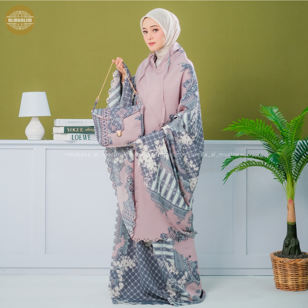 ALMUSLIM - Mukena Dewasa Maxmara Luxury Silk Lasercut Tas Sajadah Jumbo Laysha Series