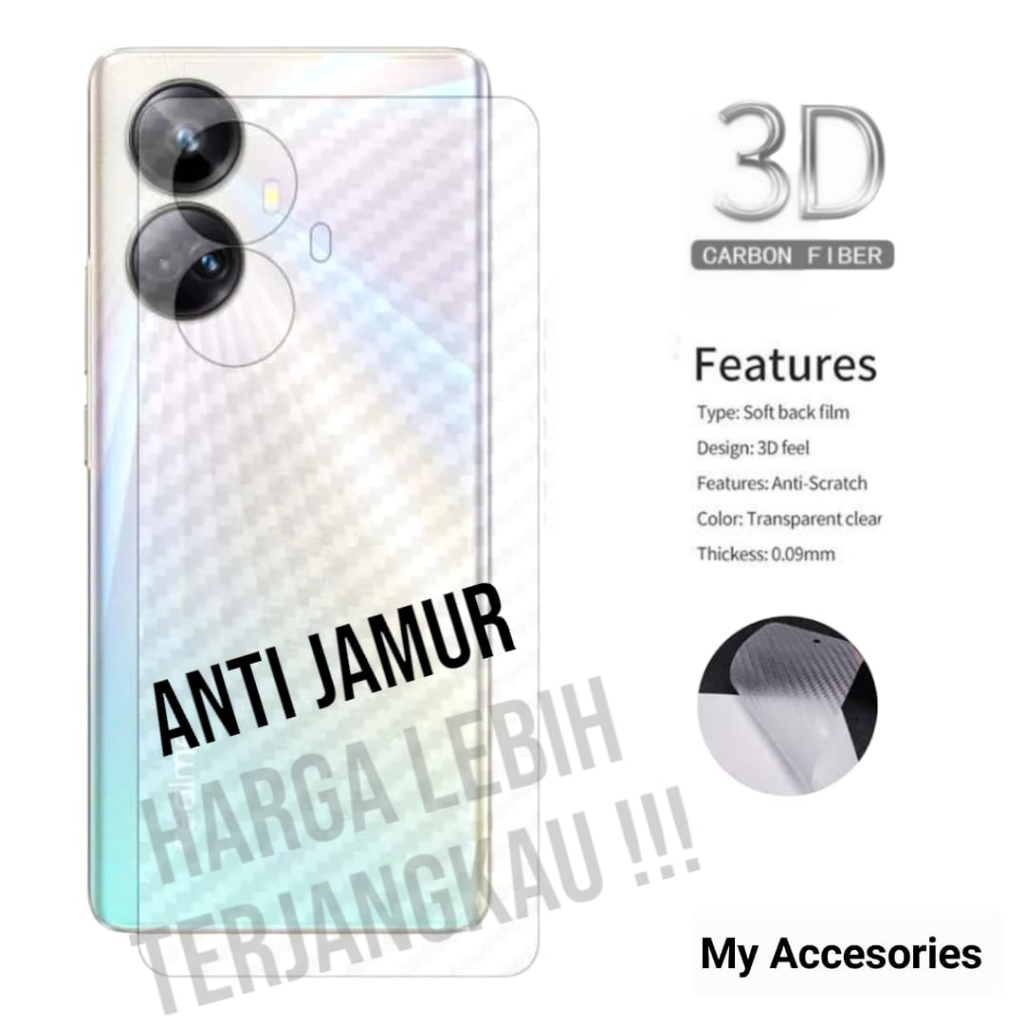 Murah  Skin Carbon Clear/Black REALME 11 5G-4G 11PRO 11 PRO+ 5G/REALME 10 4G 10PRO 10 PR0+/REALME 9 