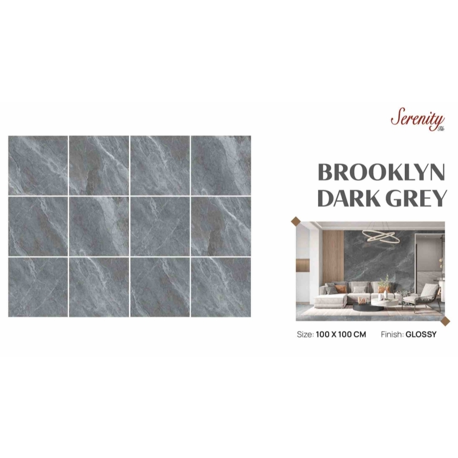 Granit Serenity Brooklyn Dark Grey Glossy 100x100