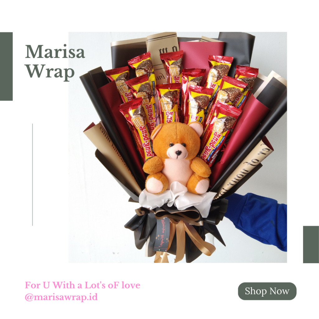 

[marisawrap.id] Flower Bouquet bunga | Buket snack Jajan | Buket boneka tedy bear | Hadiah Kado Wisuda Ultah Ulang Tahun