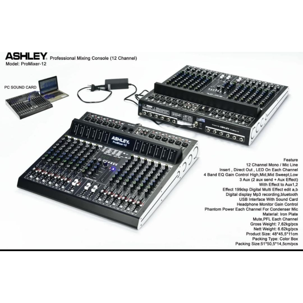 Mixer Audio 12 Channel ASHLEY ProMixer12 ProMixer-12 Original