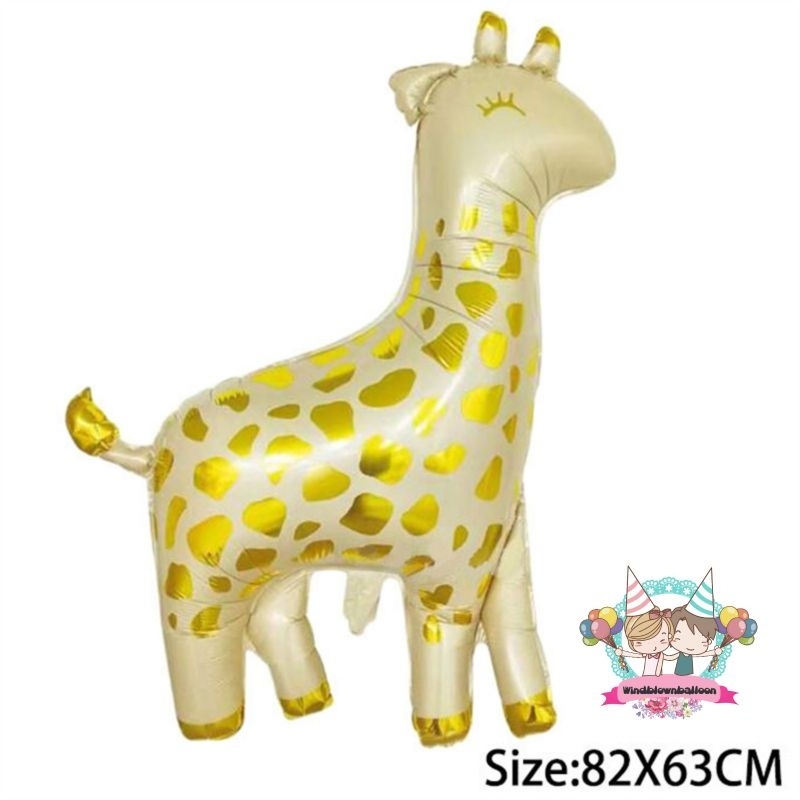 WINDBLOWN BALON RETRO GIRAFFE ANIMAL BIRTHDAY DECOR / DEKORASI HEWAN JERAPAH ULTAH ANAK