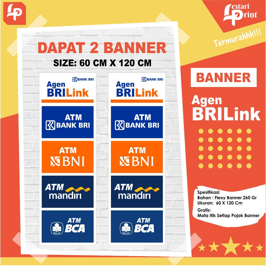 BANNER AGEN BRILINK 60CM X 120CM  BELI 1 GRATIS 1  / BANNER BRILINK / SPANDUK AGEN BRILINK / SPANDUK