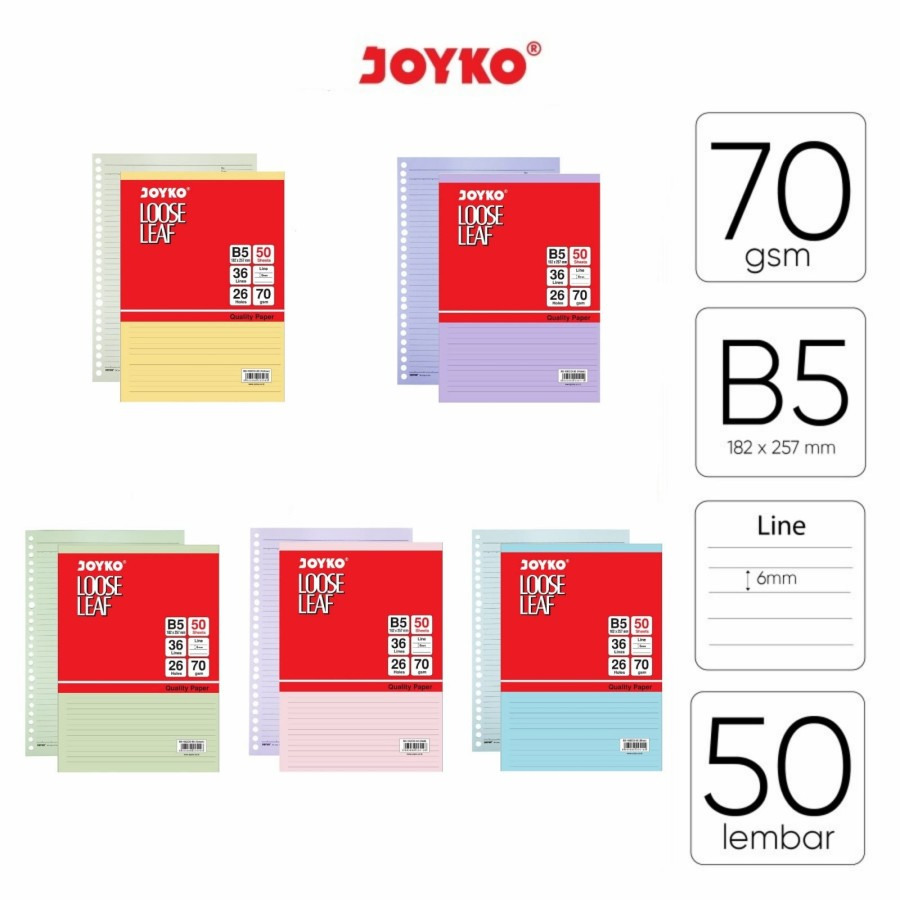 

Loose Leaf Color Isi Kertas File Binder Warna Joyko B5 50 Lembar