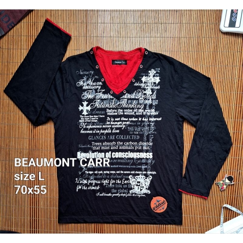 Baju Kaos Band Rock Punk Hitam Lengan Panjang BEAUMONT CARR