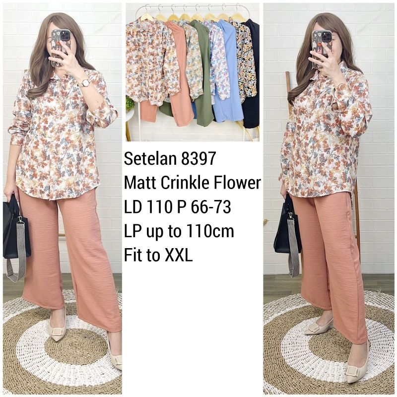 SETELAN CELANA KULOT LONG TUNIK BUNGA BUNGA JUMBO