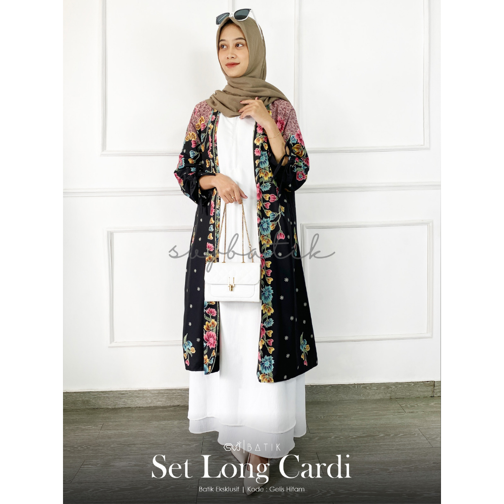 Setelan batik wanita kardigan outer set dress vest tanpa lengan terbaru ori svj batik