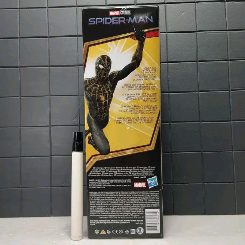 mainan titan figure spiderman black and gold suit no way hometitan he