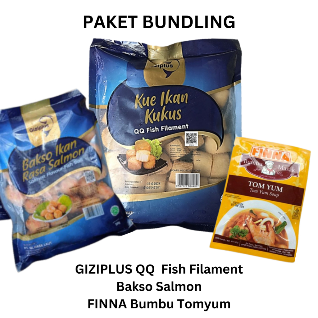 

GIZIPLUS Paket Bundling QQ Fish Filament dan Bakso Salmon dan Finna Bumbu Tomyum