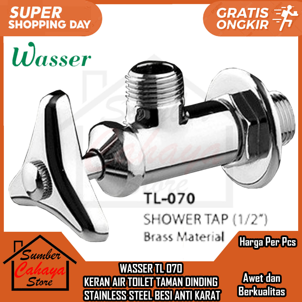 WASSER KERAN AIR DINDING TEMBOK WASTAFEL BATHUP KRAN AER  TL 070  CUCI PIRING MANCI STAINLESS KERAN 
