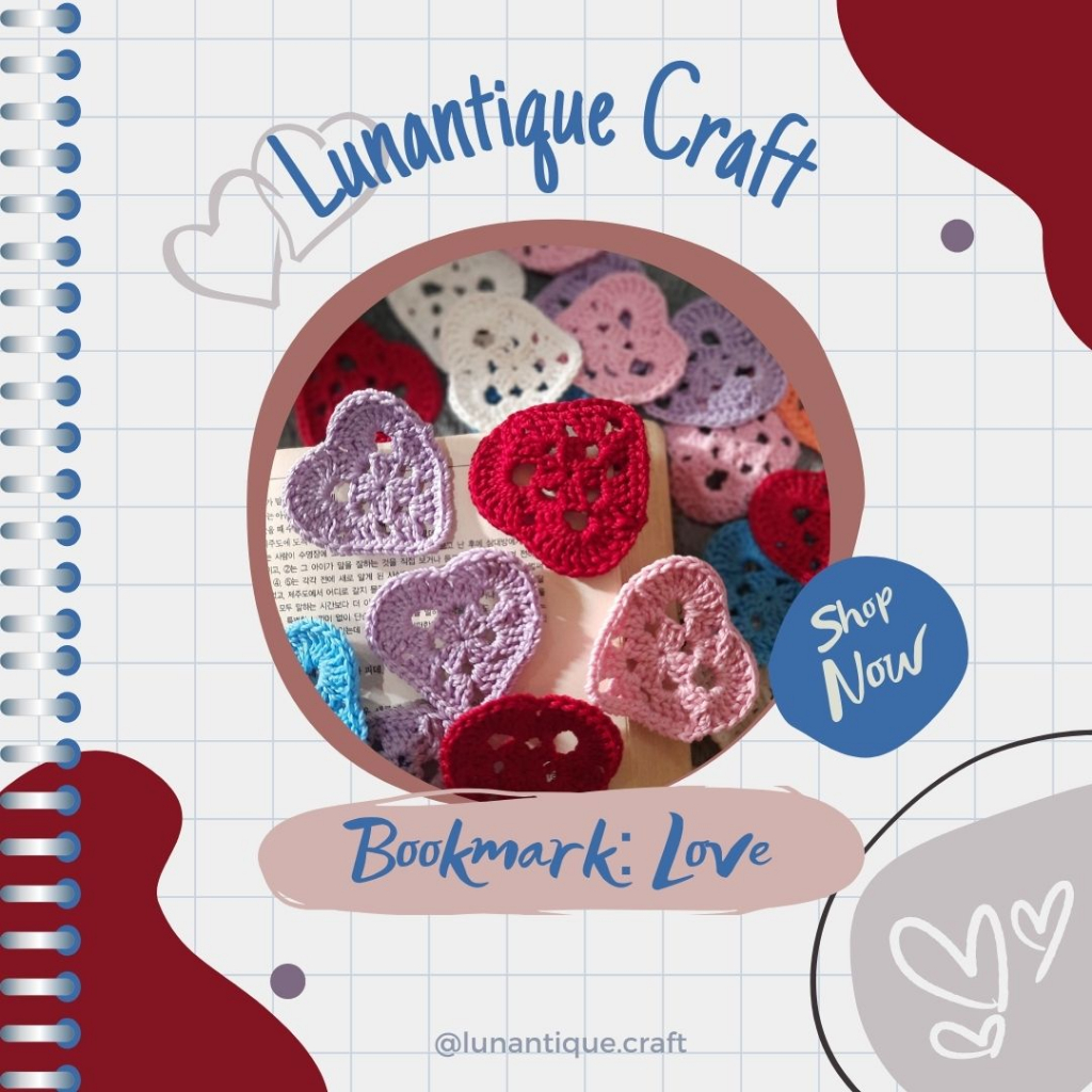 

[Bookmark Crochet] Penanda Buku Handmade - Heart