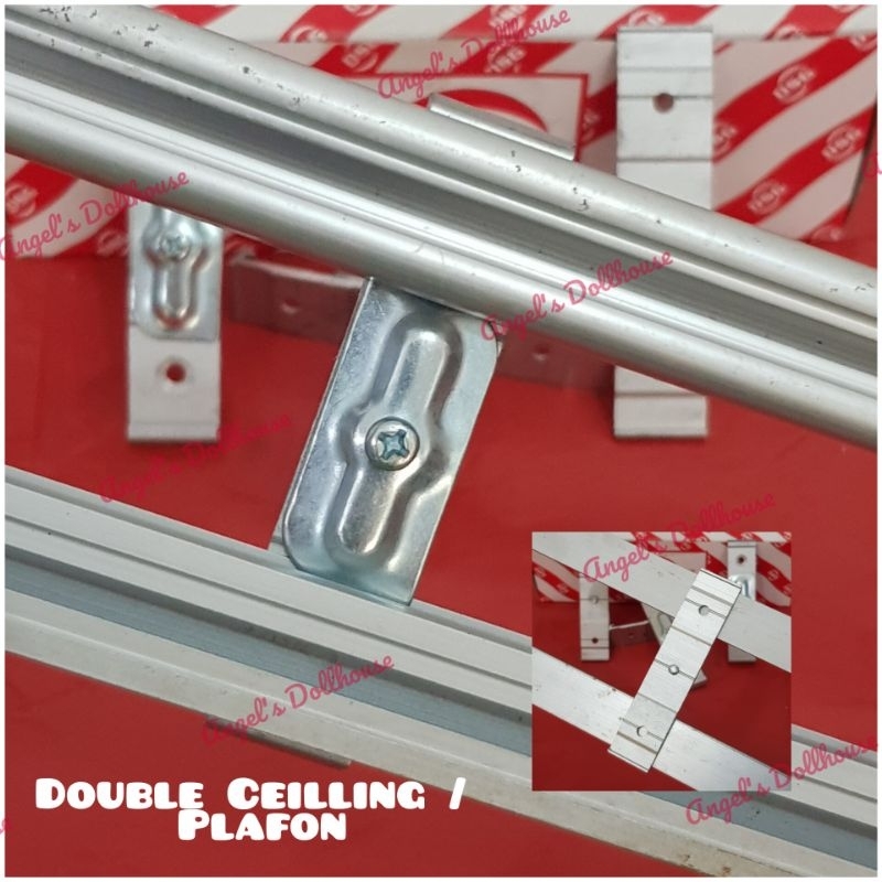 Bracket Double Ceiling Tebal / Kaki Plafon untuk Rel Gorden Alumunium Kotak / Oval harga GROSIR