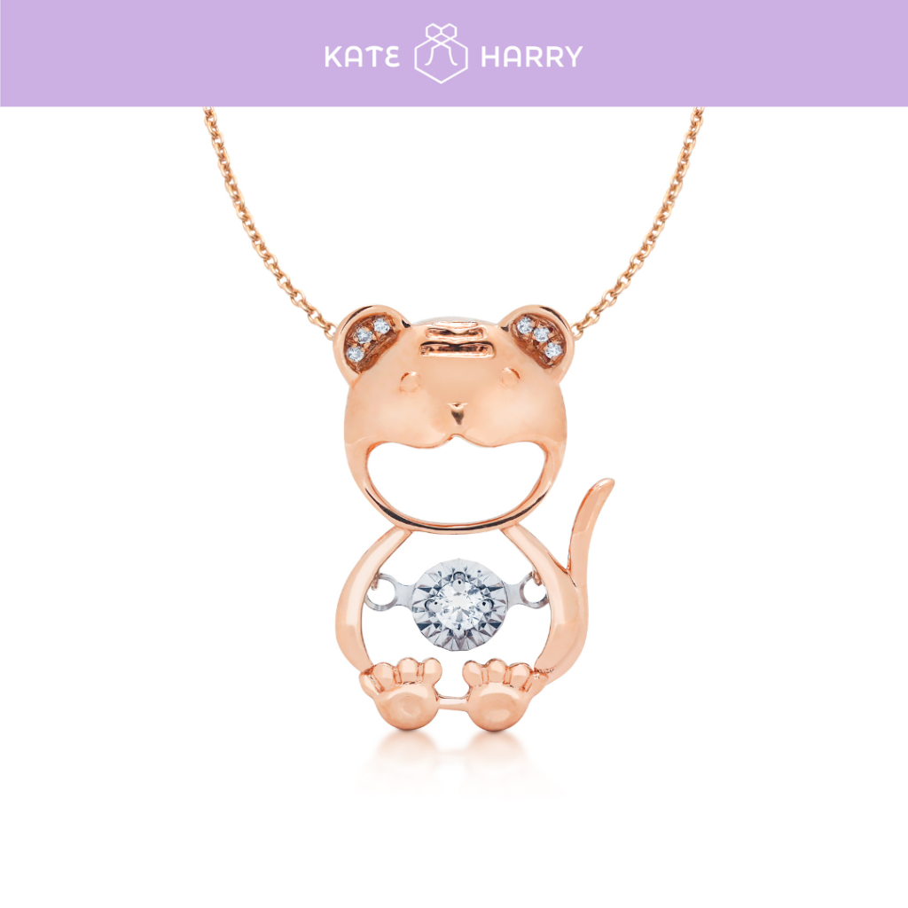Kate Harry Jewellery - Liontin Anak Berlian Eropa Emas Rose Gold Shio Macan