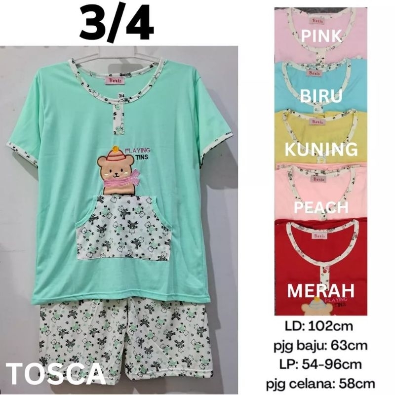 BAJU TIDUR BERIS 3/4 STANDAR - BERIS STELAN / BAJU TIDUR  CELANA PENDEK