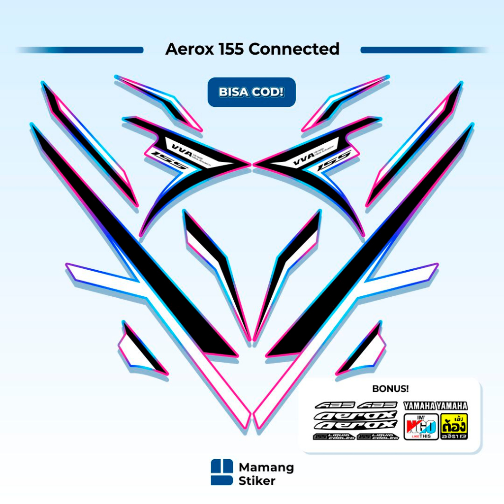 Striping Aerox Connected Variasi (20) New 2020 2021 2022 2023 Original 155 VVA NVX List Gold Doff Ma