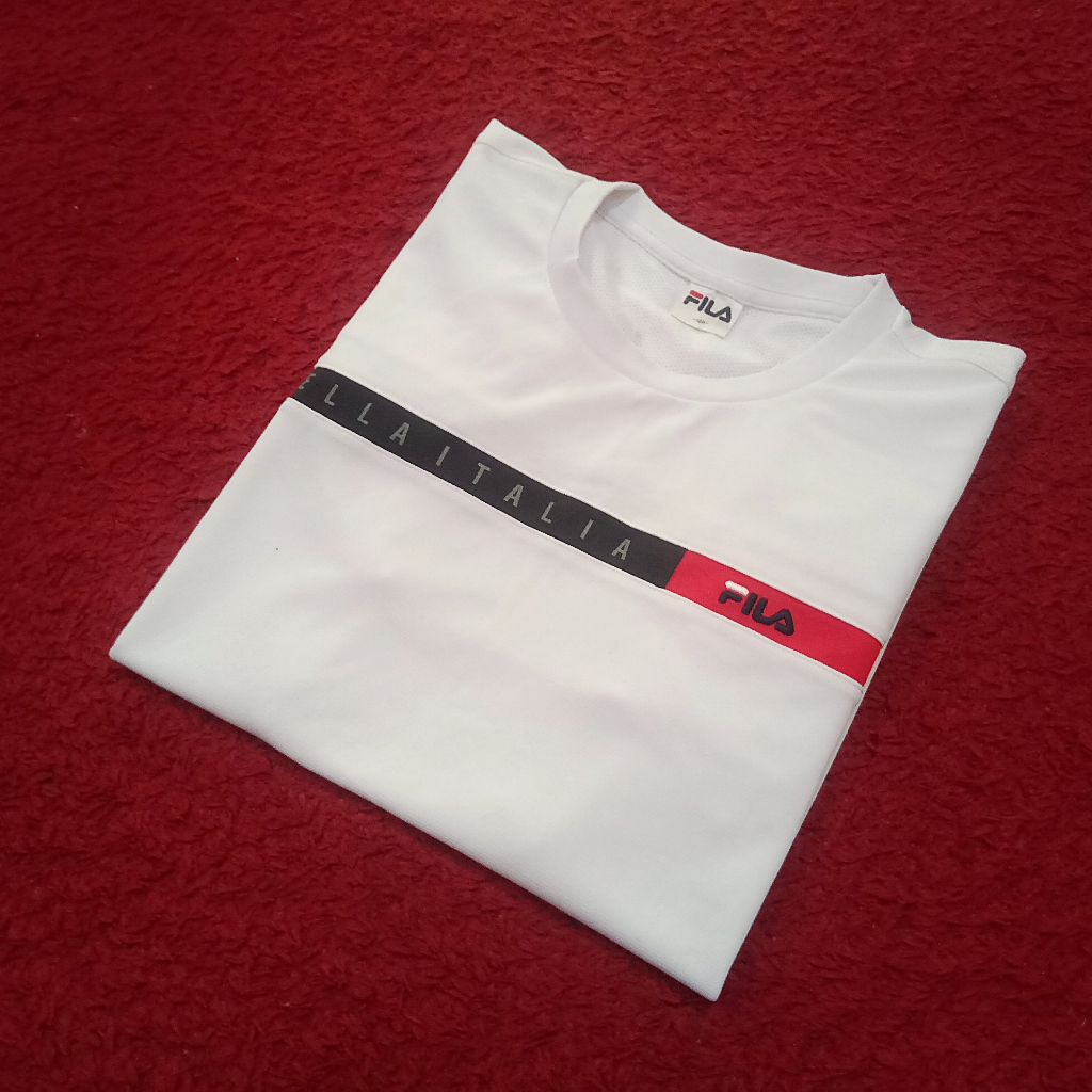 Baju Tshirt Jersey Dry Fit Fila Warna Putih Second Size XL