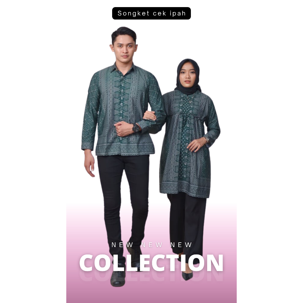 Baju Couple Batik Pasangan Atasan Motif Jumputan Palembang Songket Cek Ipah