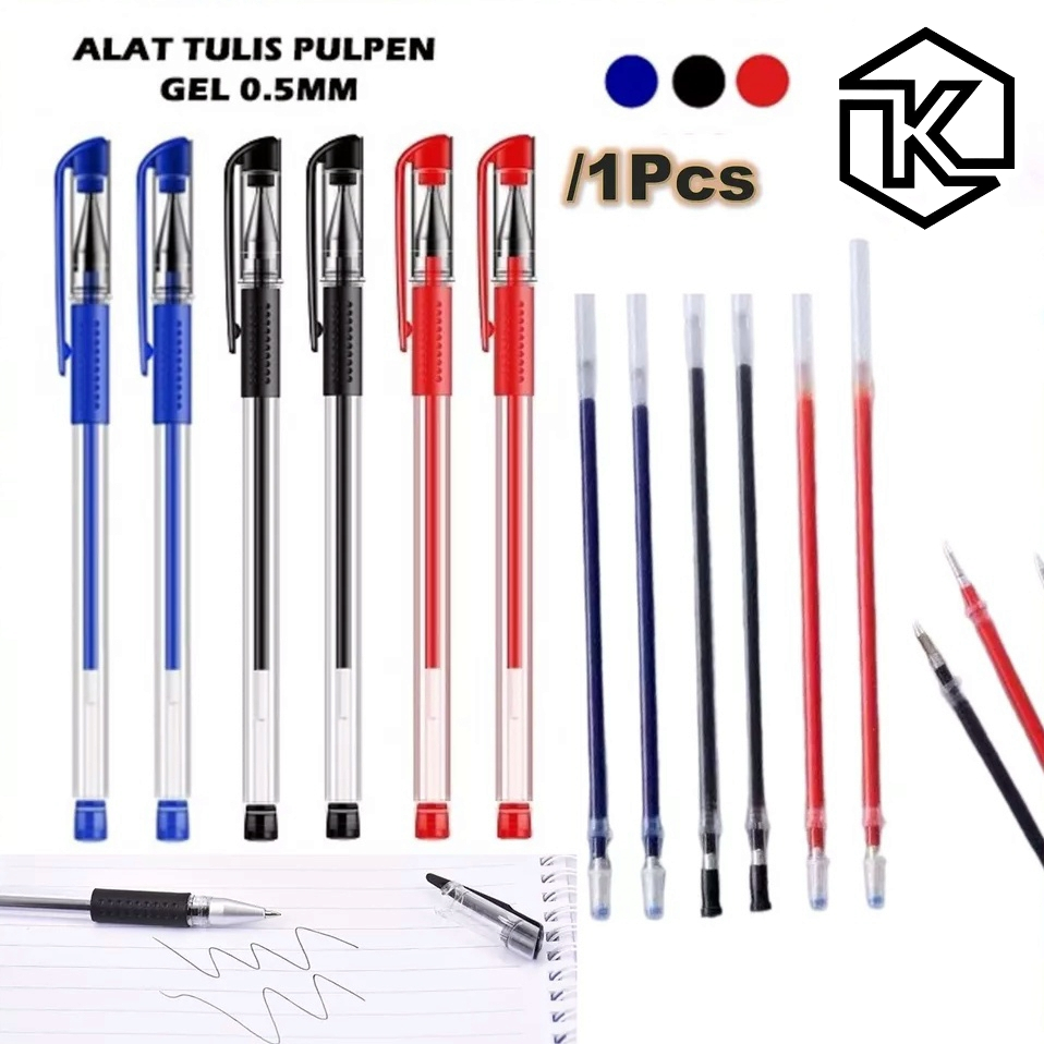

Pulpen Refill Gel Hitam Biru Merah / Pena / Pen / Ball Pen / Bolpoin / Alat Tulis