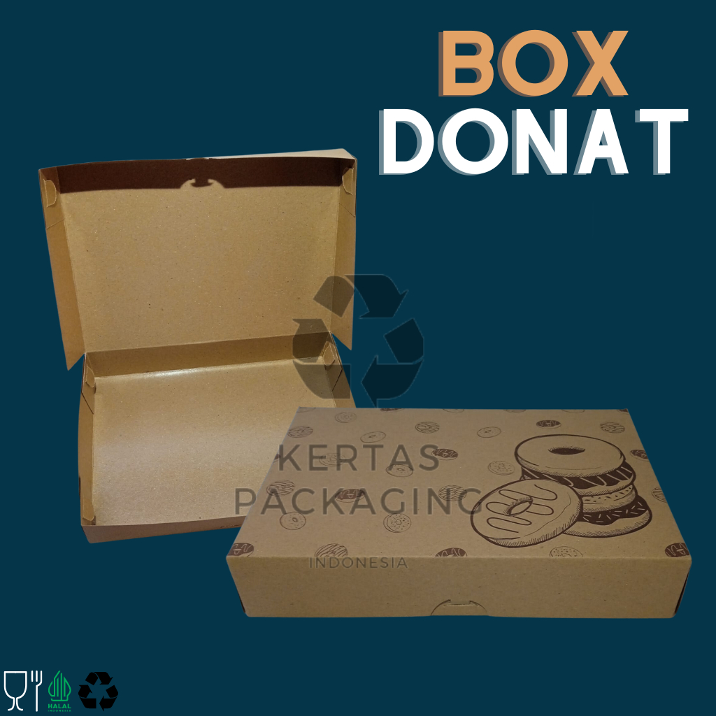 Box Donut Kraft Kotak Donat isi 6 / Dus Roti coklat Kemasan Kue - DESAIN