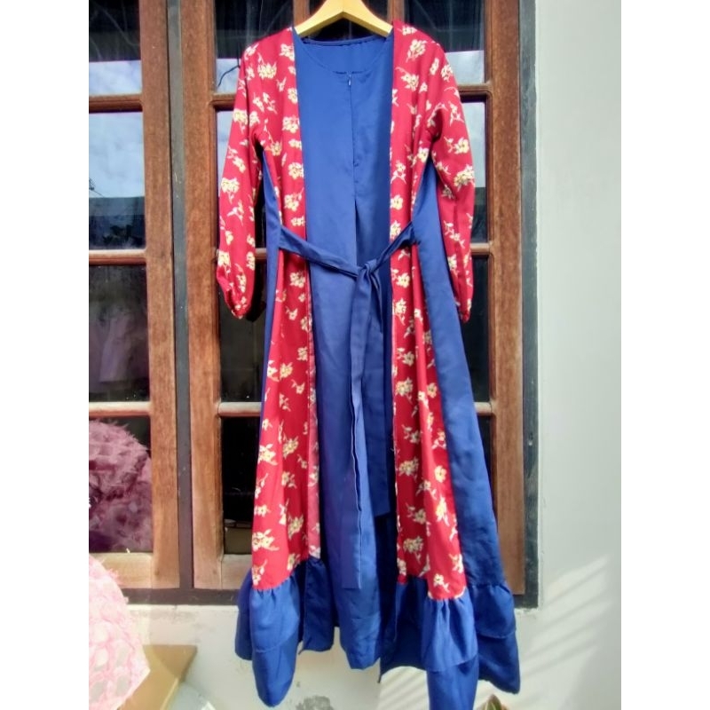 gamis wanita bunga bunga maroon gamis biru navy gamis preloved