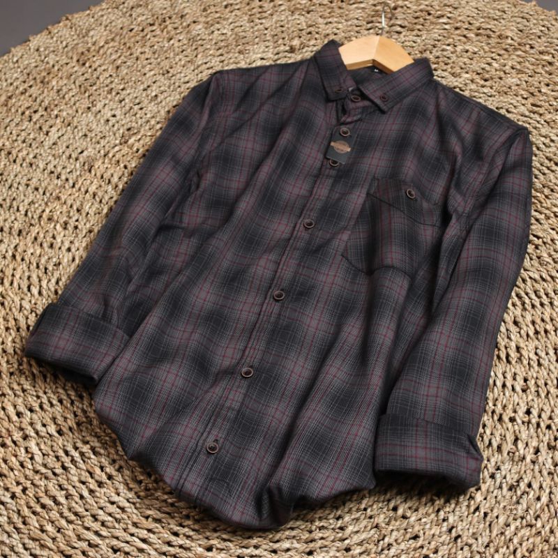KEMEJA FLANEL LENGAN PANJANG HEM PRIA WANITA F117