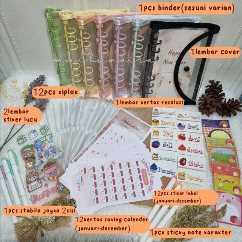

[AMI HUMAIRA]PAKET BINDER TABUNGAN KALENDER LENGKAP 12 ZIPLOK