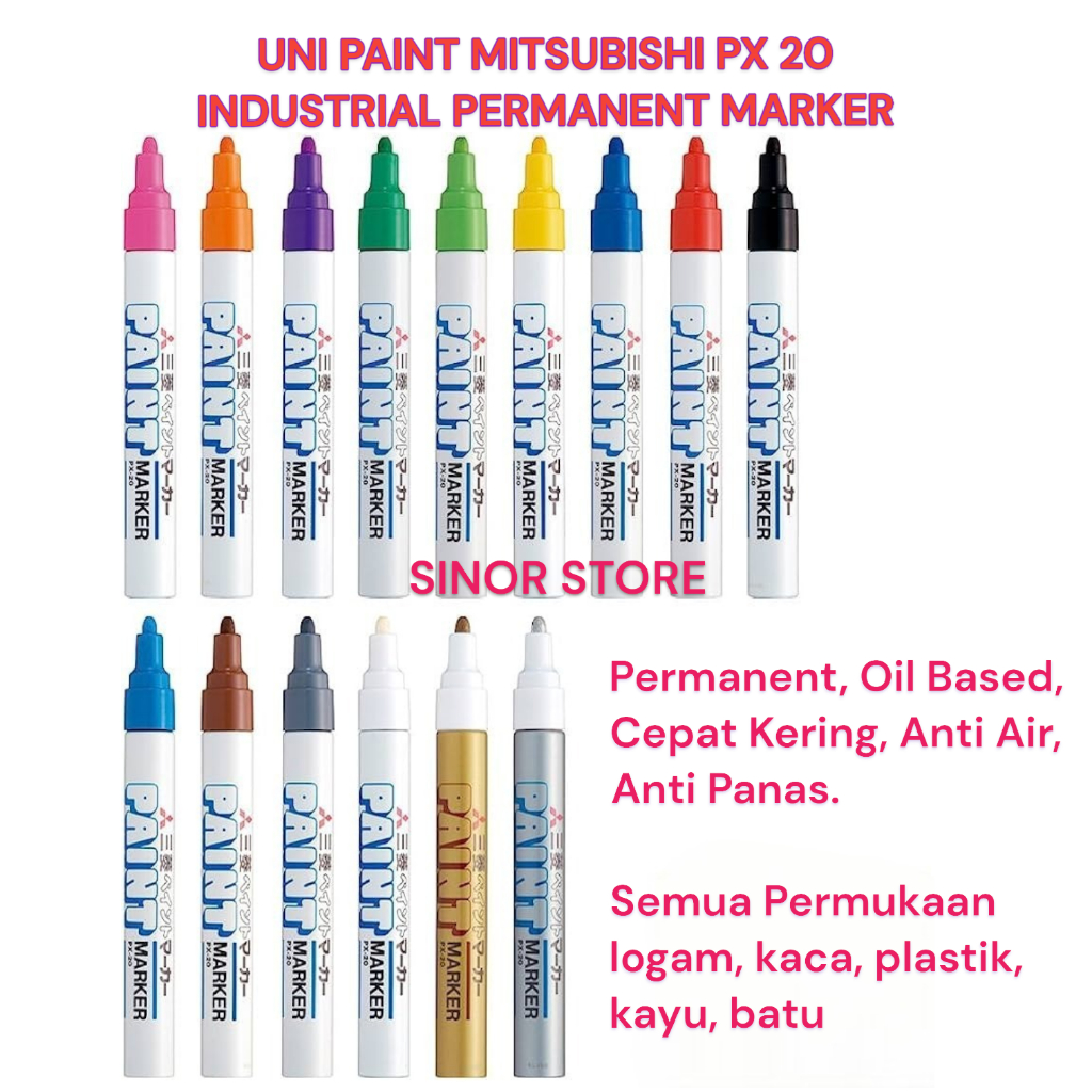 

Arm UNI PAINT Marker Mitsubishi PX-20 Spidol Permanent Oil Based