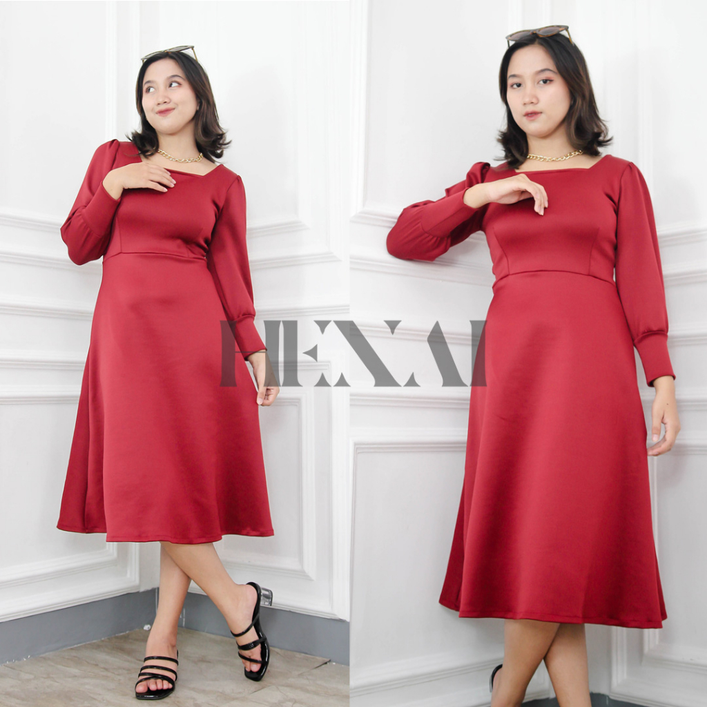 Baju Dress Wanita / Korean Dress Vintage Simple Casual Baju Pesta Wanita