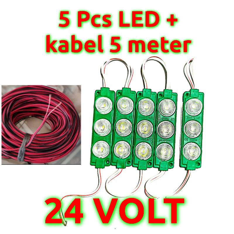 lampu led 3 mata led bak truk 24 volt led kolong truk bus dan kabel 5 meter