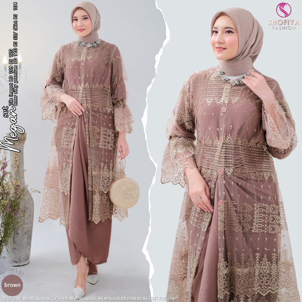 megan set stelan setelan 3in1 kebaya tunik pakaian baju kurung lamaran wisuda kondangan pesta party 