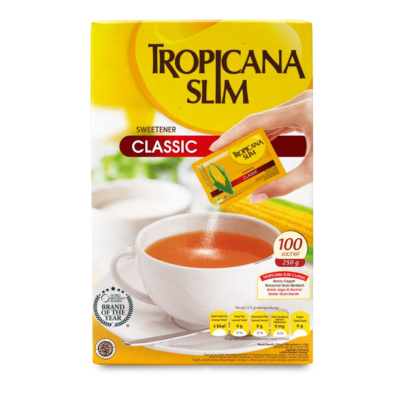 

TROPICANA SLIM SWEETENER CLASSIC SACHET (ISI25/50/100 SACHET)