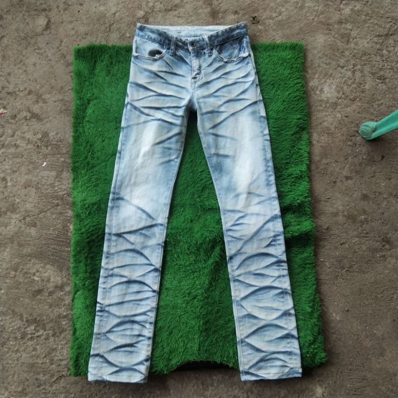 Civarize Japan Dye Washed Denim Skinny Celana Panjang Jeans Pure Blue Wash Slimfit Slim Ripped Distr
