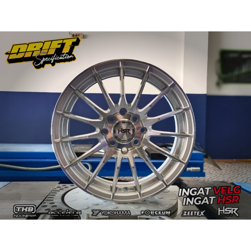 Velg HSR Ring 15x6,5 Lubang 4 ET40 Silver Velg Mobil Corolla Brio Agya Ayla