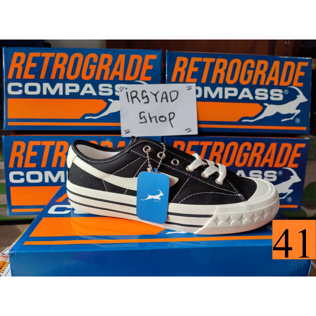 Sepatu Compass Retrograde Low Black White kompas hitam putih - 41