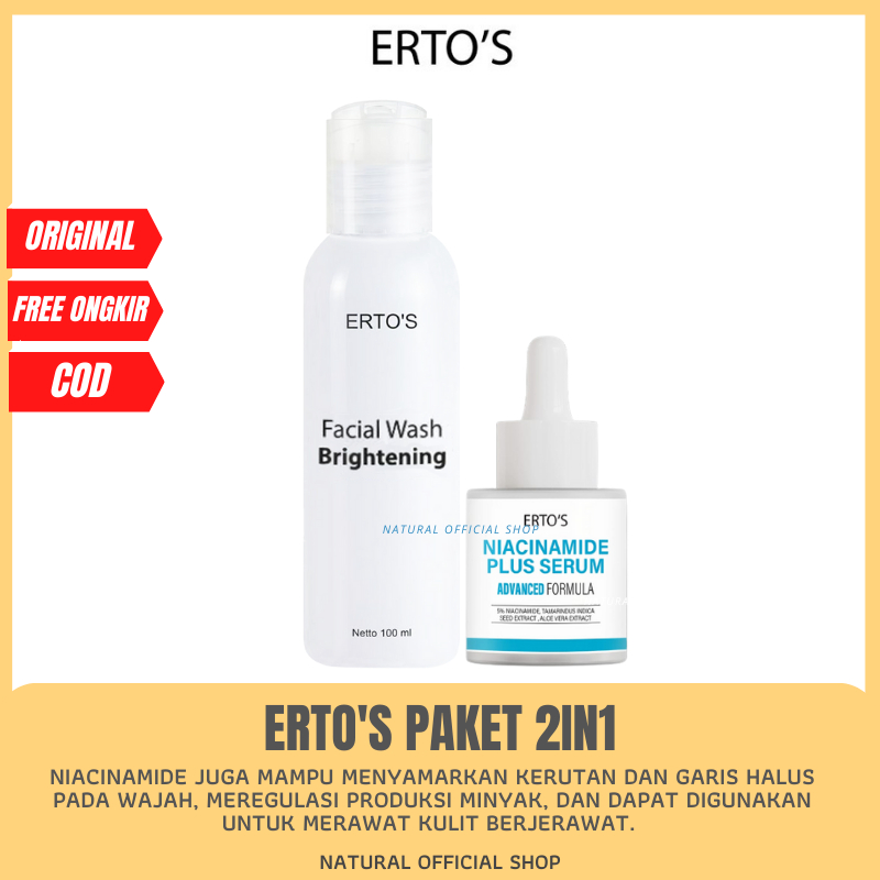 Ertos Paket Niacinamide serum & Facial Wash Brightening 2in1