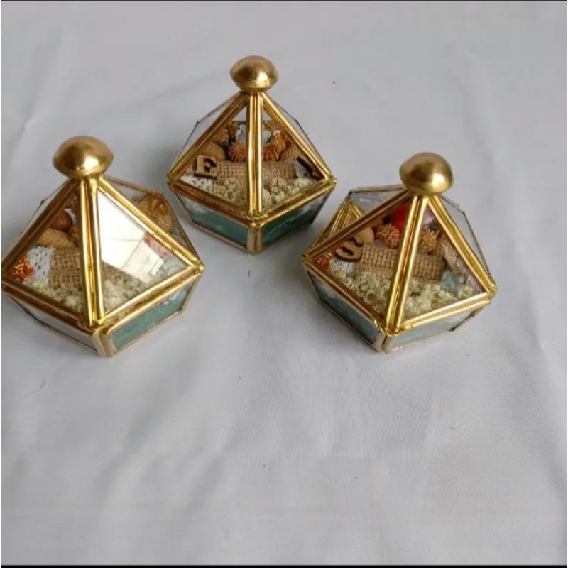 Ringbox rustic terarrium [ kotak cincin lamaran/nikah segi 5 full decor