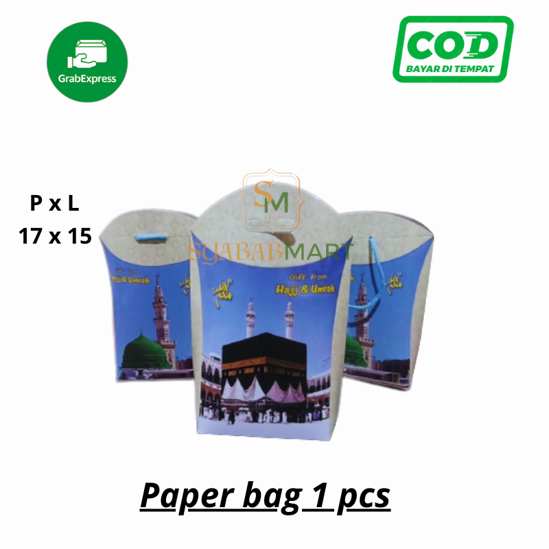 

Tas Paper Bag Kecil 1 pcs oleh oleh Haji umroh / Tas kertas souvenir haji / tote Bag kecil