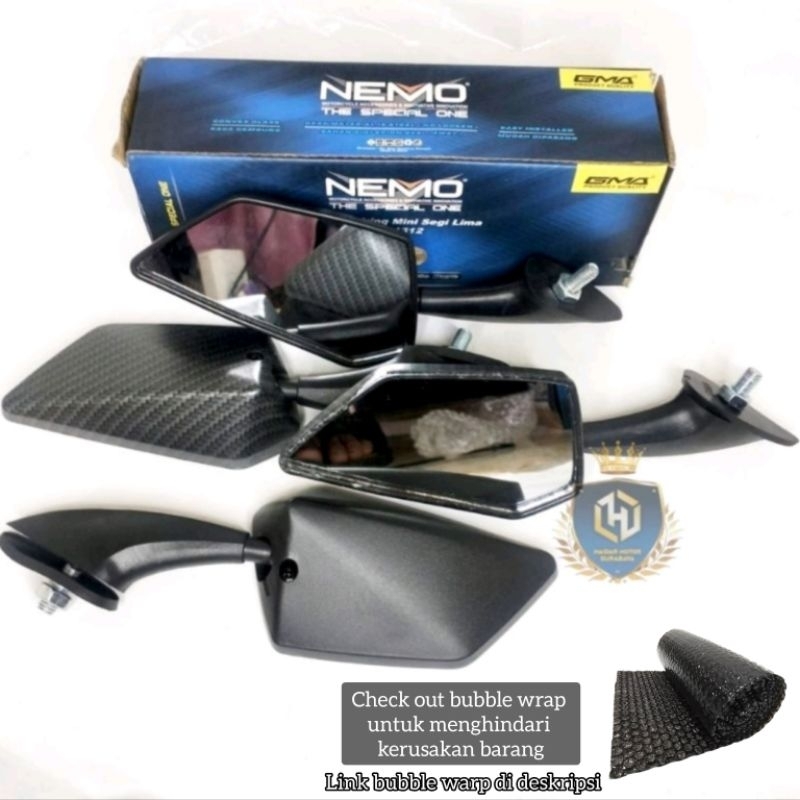 Spion Nemo mini R25 Hitam Carbon Pendek Nmax Variasi spion Nemo Universal
