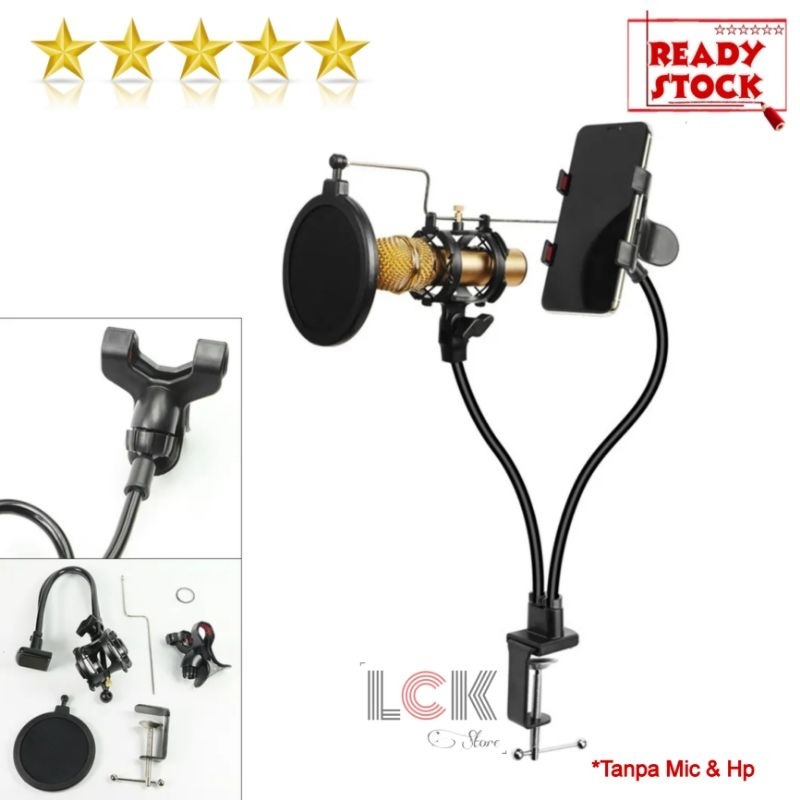 KH-24 stand mic Handphone Lazypod -Stand Flexible mikrofon smartphone  Arm Bracket clamp mount Holde
