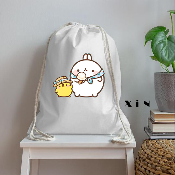 TAS SERUT KANVAS MOTIF Molang UNISEX Batch 4 DRAWSTRING BAG