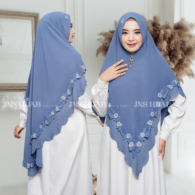 khimar MALIKA/hijab syari jumbo bordir engkol/jilbab bordir 2 layer/ kerudung syari ori jns hijab