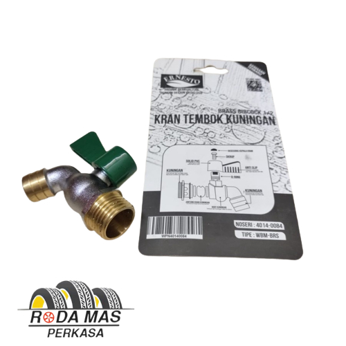 ERNESTO Kran Air Tembok 1/2" Kuningan Kamar Mandi Cebol Taman WBM RMP