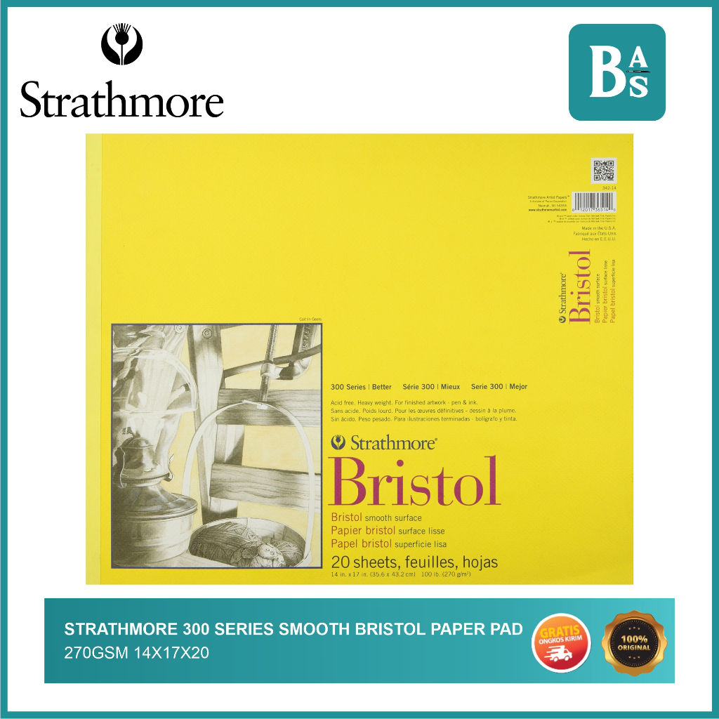 

Strathmore 300 Series Smooth Bristol Paper Pad 270GSM 14x17x20