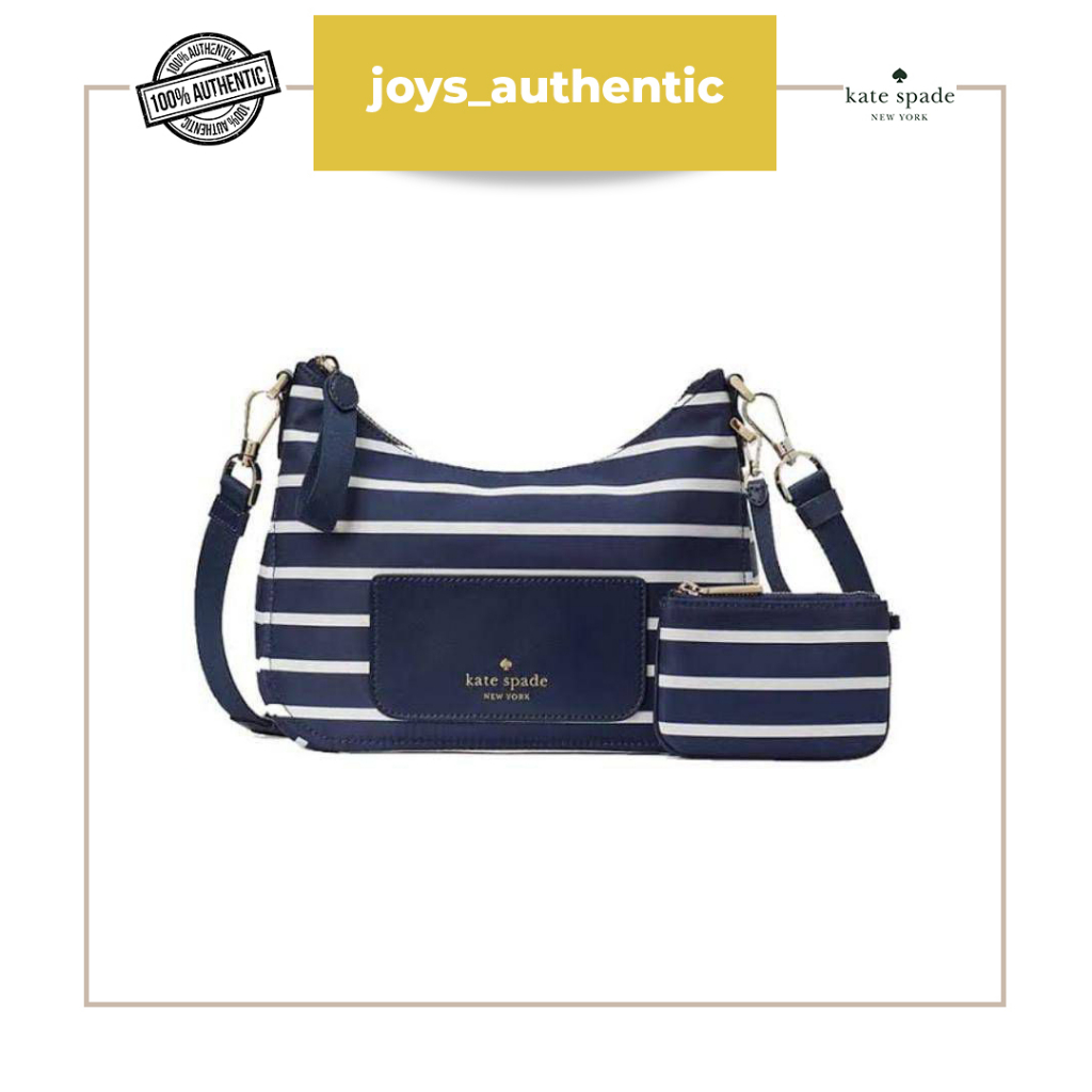 Tas wanita Kate spade chelsea the little better crossbody nylon parisian biru navy multi woman bag a
