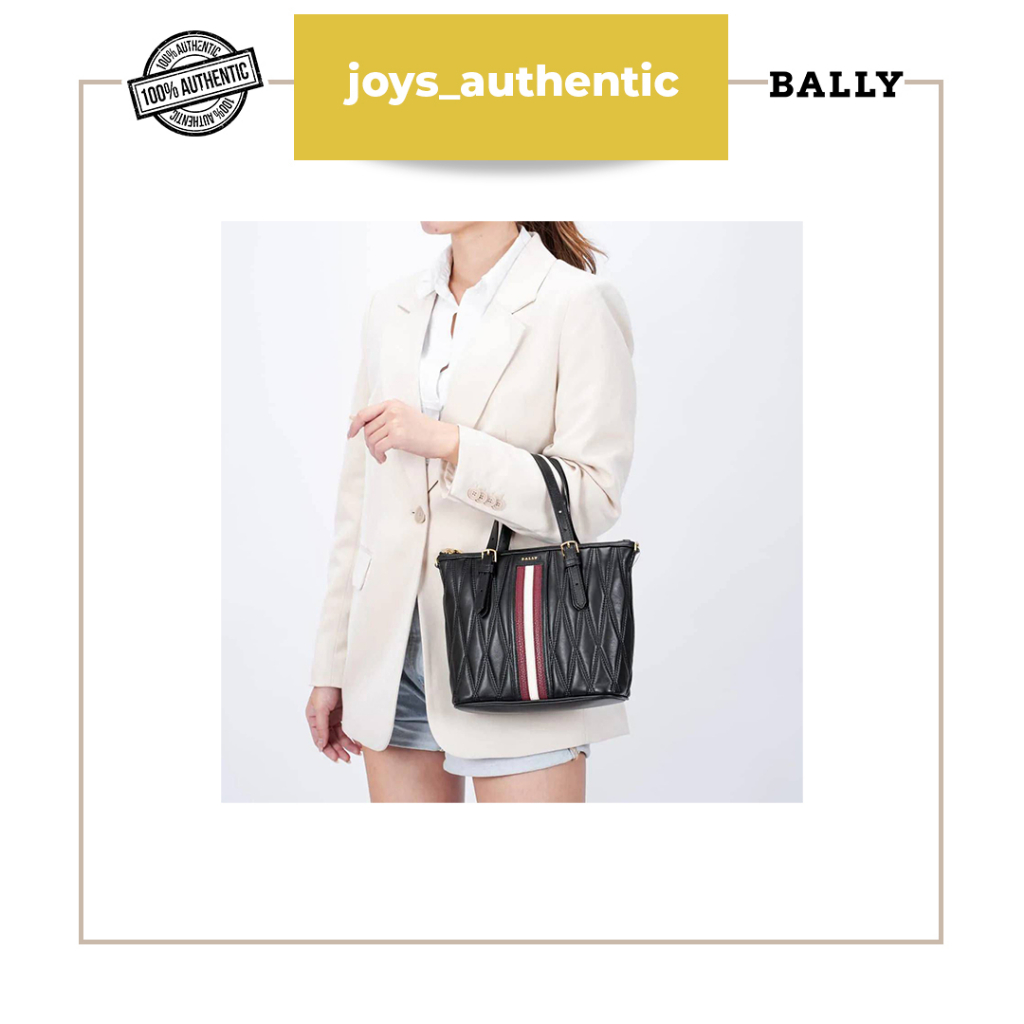 Tas wanita Bally Damirah Small Leather Tote Bag Hitam Black woman bag authentic original
